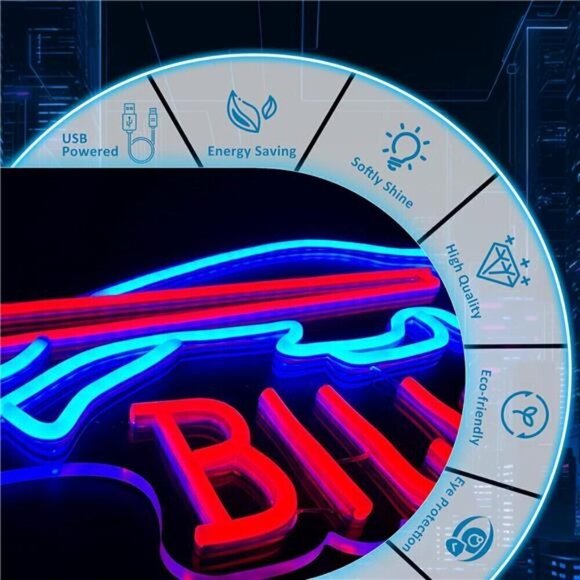 Buffalo Bills NFL Neon Signs Football LED Lights Sports Man Cave Beer Bar Pub - Picture 5 of 6